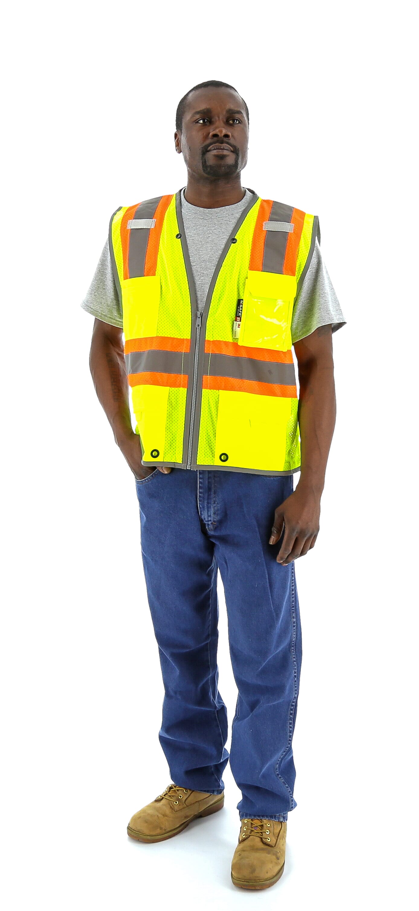 High Visibility Vest with Two-Tone DOT Striping and D-Ring Pass